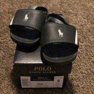 Toddler boys size 9 Polo Slides